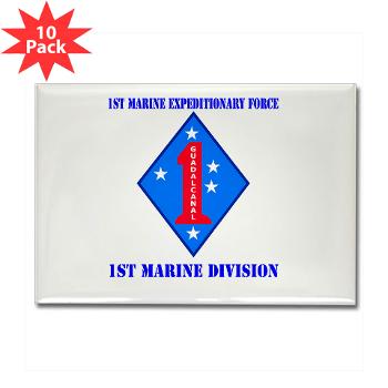 1MD - M01 - 01 - 1st Marine Division with Text - Rectangle Magnet (10 pack) - Click Image to Close